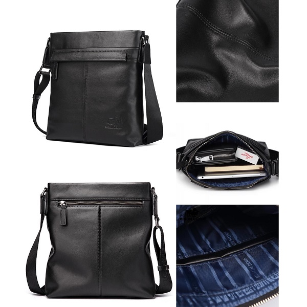 Чоловіча сумка через плече з натуральної шкіри Bison Denim N2357-1B