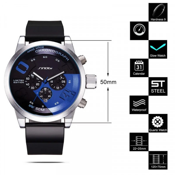 Чоловічий наручний годинник Sinobi S9716G (11S9716G03)