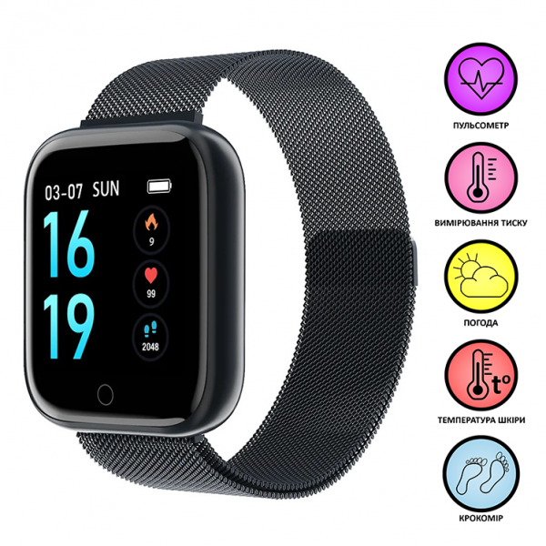 Розумний смарт годинник Lemfo T80S з тонометром і пульсоміром