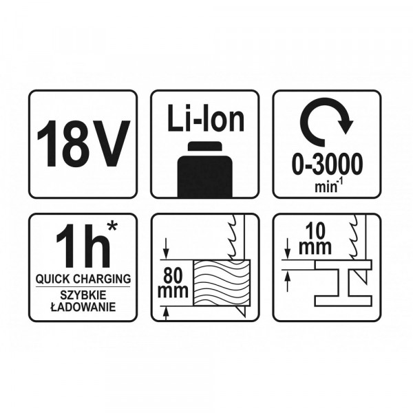 Акумуляторна шабельна пилка YATO YT-82815 Li-Ion 18 В (без акумулятора та зарядного пристрою)