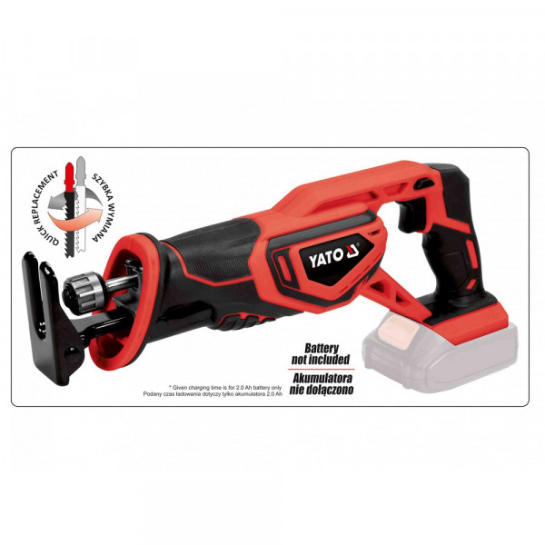 Акумуляторна шабельна пилка YATO YT-82815 Li-Ion 18 В (без акумулятора та зарядного пристрою)