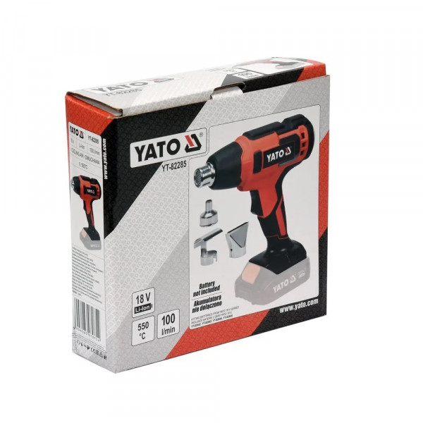 Фен технічний акумуляторний YATO YT-82285 18В LI-ION, 550°C, 100 л/хв, 2 режими (без акум)