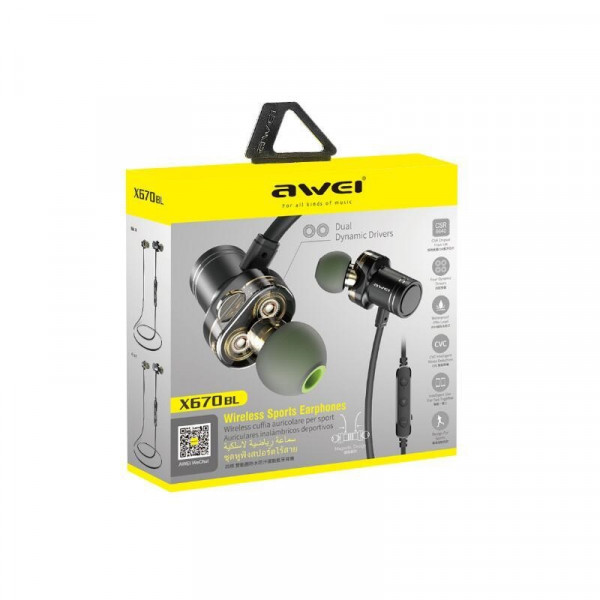 Бездротові Bluetooth навушники Awei X670BL з подвійними динаміками