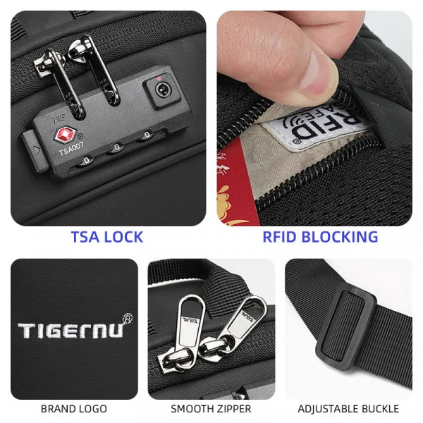 Рюкзак с одной лямкой Tigernu T-S8102A и кодовым замком