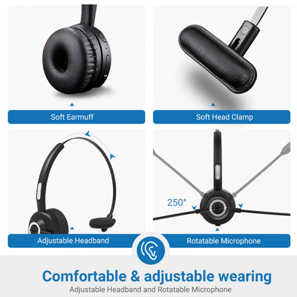 Бездротова гарнітура Langsdom H3 з мікрофоном на штанзі