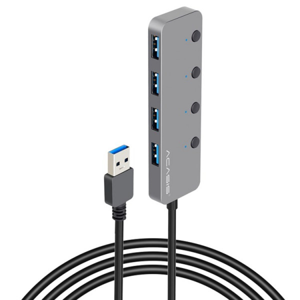 USB hub Acasis HS-080S на 4 порти USB 3.0 з кнопками вимкнення