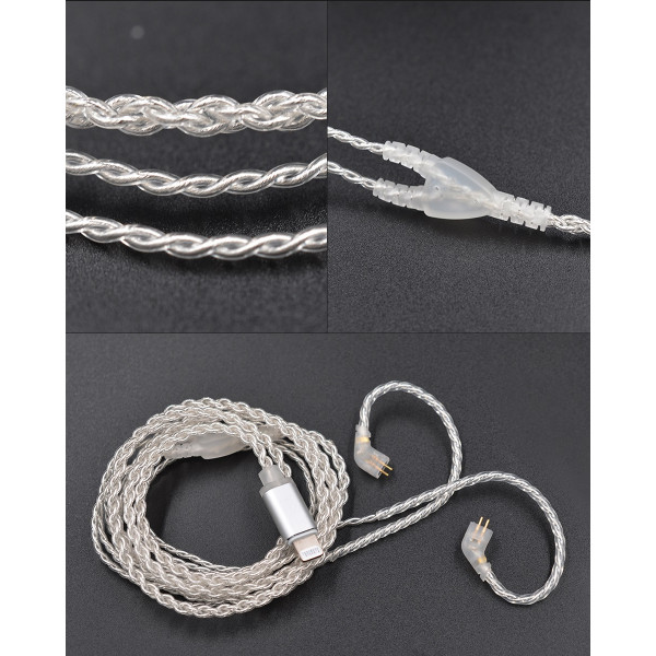 Кабель для навушників KZ Lightning 2PIN 0,75 мм (ZST/ZSR/ES3/ED12/ZS10/ZSN/AS10/BA10)