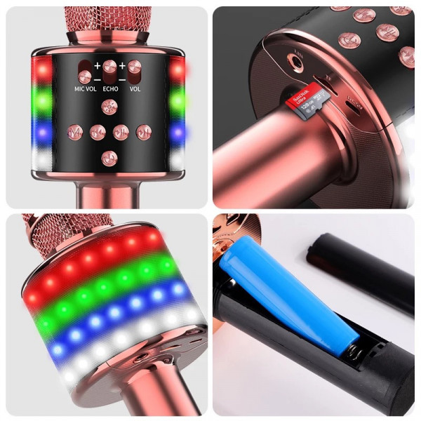 Караоке Микрофон D168 Розовое Золото