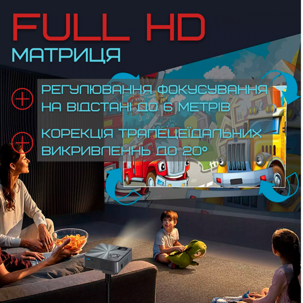 Портативный Проектор Android 9.0 Full HD 1920*1080 P+WIFI+Bluetooth с Динамиками 3200 Lumen Мини LED Проектор