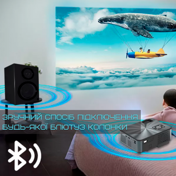 Портативный Проектор Android 9.0 Full HD 1920*1080 P+WIFI+Bluetooth с Динамиками 3200 Lumen Мини LED Проектор