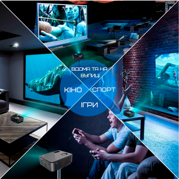 Портативный Проектор Android 9.0 Full HD 1920*1080 P+WIFI+Bluetooth с Динамиками 3200 Lumen Мини LED Проектор