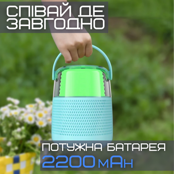 Беспроводная Мини Караоке Система Переносная Портативная Bluetooth Колонка + Функция Смены Голоса + LED