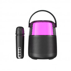 Портативная Мини Караоке Система Для Дома Блютуз Колонка с LED Подсветкой и Функцией Смены Голоса У1 Чёрная