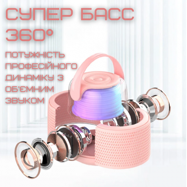 Портативная Детская Мини Караоке Система Для Дома Блютуз Колонка с Беспроводным Микрофоном и LED Подсветкой У1