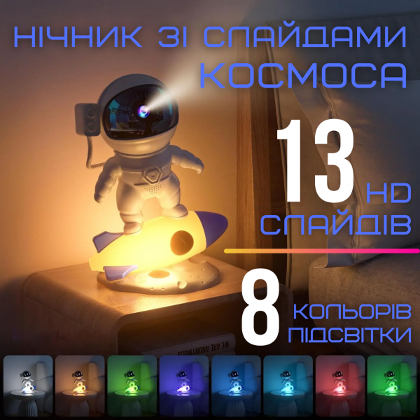 Лазерный Проектор Планетарий Звездной Галактики Космонавт с 13 Слайдами Светодиодный LED Ночник