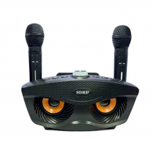 Портативная Беспроводная Караоке Система Переносная SDRD на Два Микрофона с Блютуз Колонкой SD306S Черная