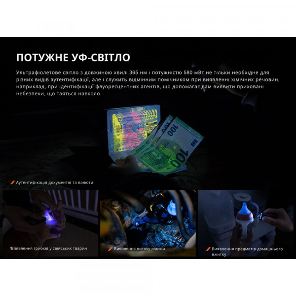 Ліхтар наключний Fenix E06R сірий