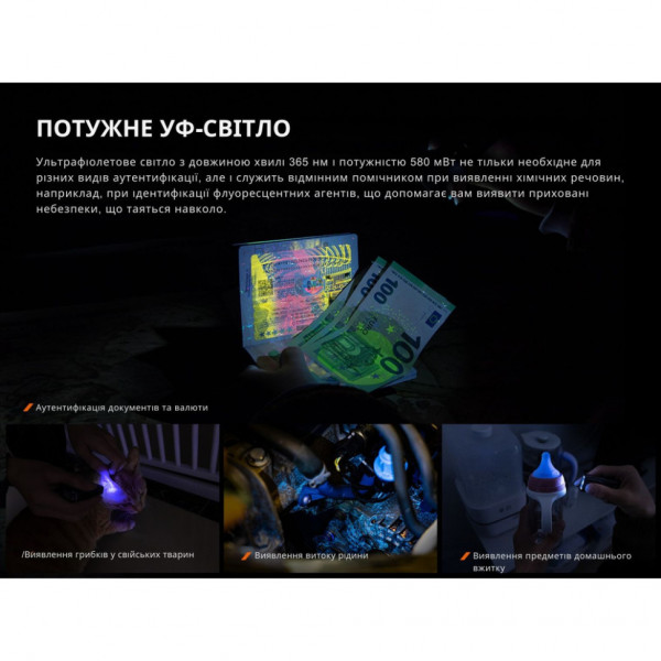 Ліхтар наключний Fenix E06R бірюзовий