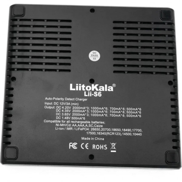 Універсальний зарядний пристрій LiitoKala Lii-S6 EU на 6 каналів + автомобільний кабель