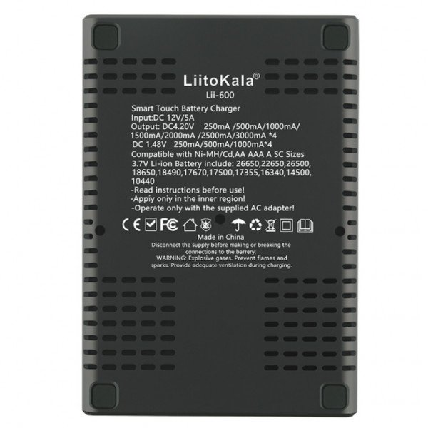 Універсальний інтелектуальний зарядний пристрій LiitoKala Lii-600 EU для акумуляторів + автомобільний кабель