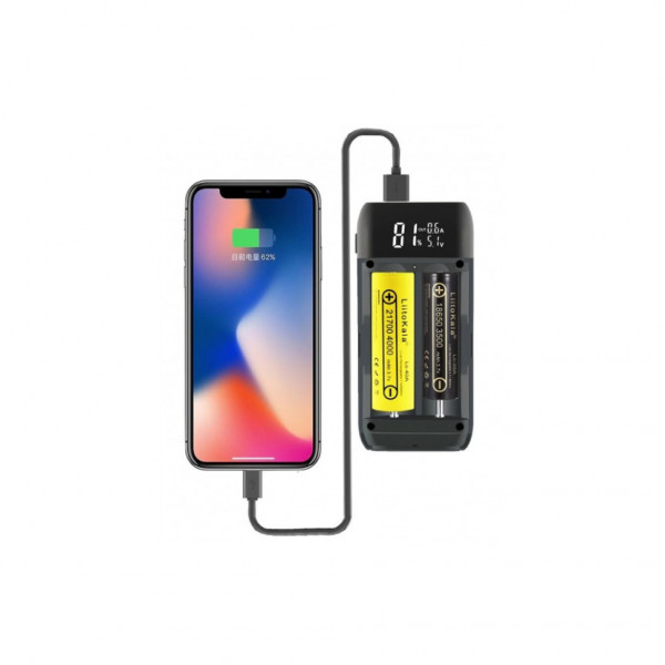 Зарядний пристрій-павербанк LiitoKala Lii-MP2  на 2 канали для акумуляторів, сірий