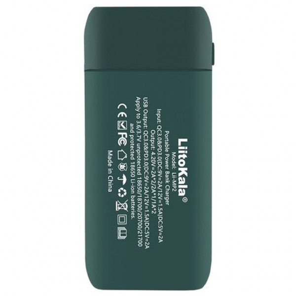 Зарядний пристрій-павербанк LiitoKala Lii-MP2  на 2 канали для акумуляторів, зелений