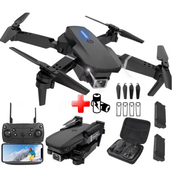 Квадрокоптер E88 с камерой для ребенка,  Коптер – дрон до 20 мин. полета кейс + 2 аккумулятора/ батарейкиІІІІІІІІІІІІІІІ