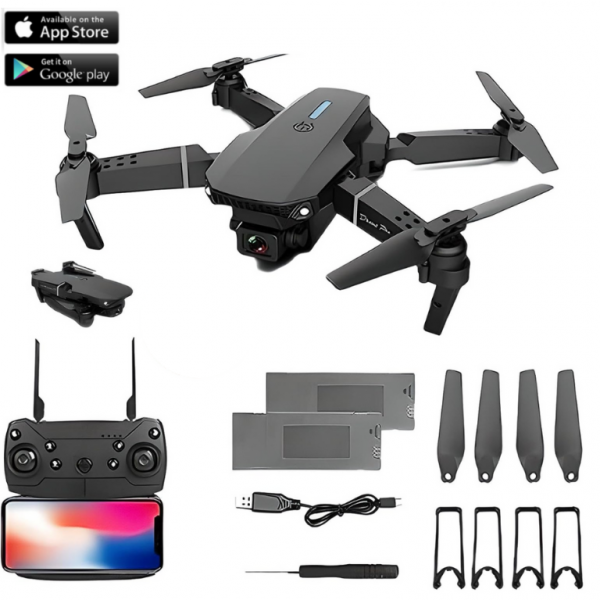 Квадрокоптер E88 с камерой для ребенка,  Коптер – дрон до 20 мин. полета кейс + 2 аккумулятора/ батарейкиІІІІІІІІІІІІІІІ