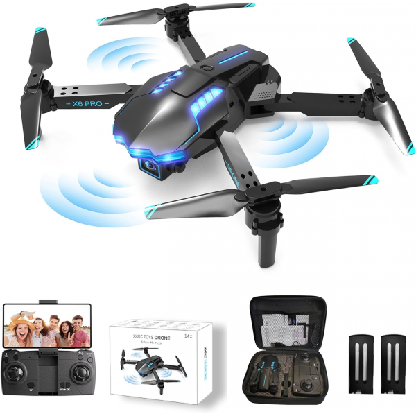 Детский Квадрокоптер X6 дрон с камерой для детей 4К HD, до 100 м. 30 мин. полета + кейс( 1+1 аккумулятор)