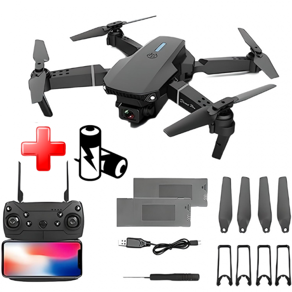 Квадрокоптер с HD камерой E88 Коптер – дрон до 20 мин. полета + СУМКА + 2 аккумулятора/батарейки в пульт