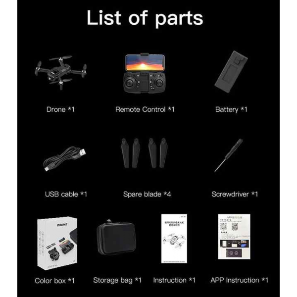 Квадрокоптер с камерой F196 - дрон 4К HD , БК моторы, до 15 мин. + кейс/батарейки 1 + аккумулятор