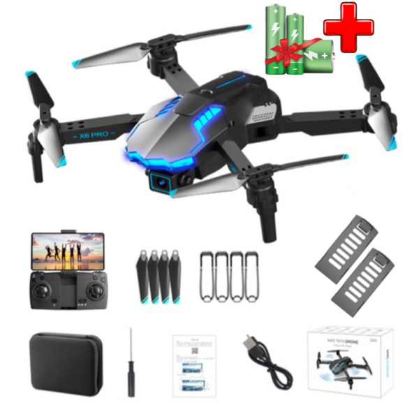 Детский Квадрокоптер X6 дрон с камерой 4K HD 30 мин  ( 1+1 аккумулятор + запасные лопасти\ батарейки)