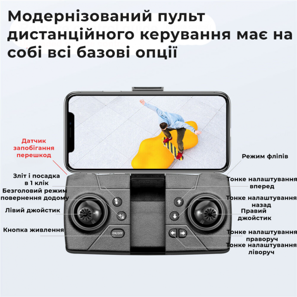 Квадрокоптер с камерой для ребенка E99 Pro Gravity Max дрон с HD WiFi FPV до 15 мин. полета + кейс\батарейки