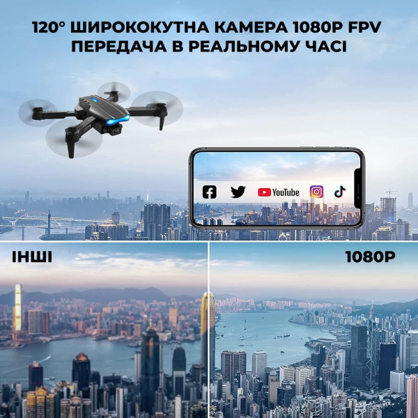 Мини квадрокоптер дрон с камерой для ребенка E99 pro - коптер до 15 мин. полета + кейс + батарейки