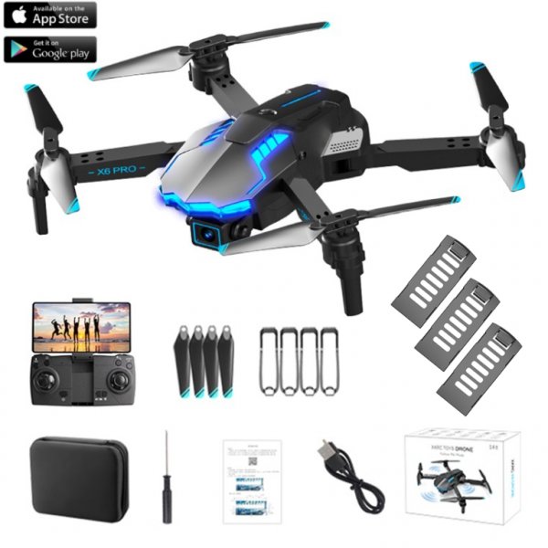 Квадрокоптер с камерой для ребенка X6 дрон HD FPV, до 100 м. 30 мин. полета + подарок кейс\батарейки