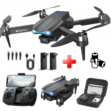 Квадрокоптер дрон с двойной камерой E99 MAX Mini drone, БК мотори . до 150 м. 30 мин. (2 аккумулятора)