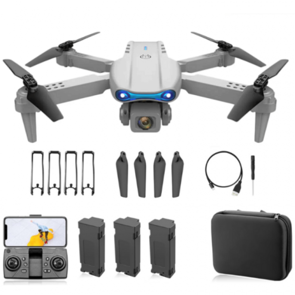 Квадрокоптер дрон с камерой детский E99 PRO HD WiFi FPV до 30 мин. полета (2 аккумулятора +1 + батарейки )
