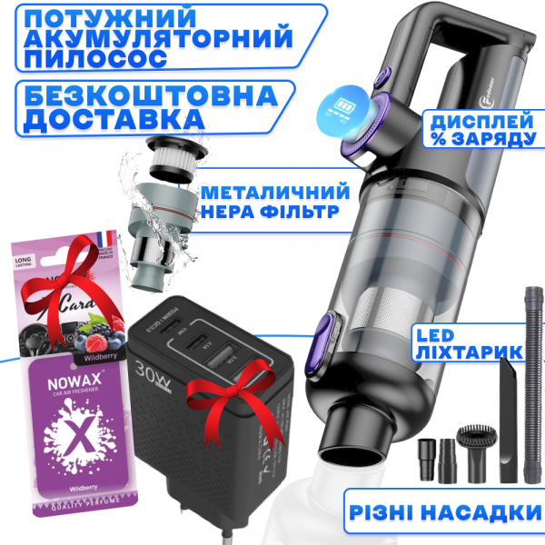 Пылесос аккумуляторный VC028 ручной вертикальный, беспроводной для дома Автомобильный пылесос Автопылесос