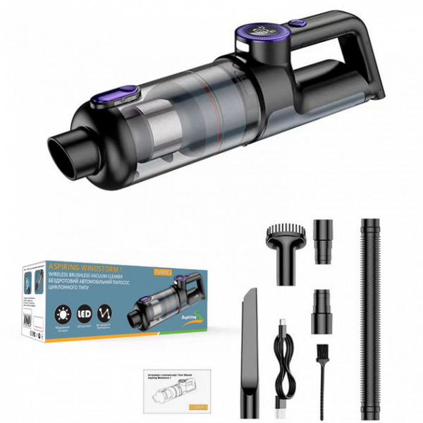 Аккумуляторный автомобильный пылесос VC028 15000 kPa, беспроводной,  для дома автомобиля. + сумка/арома/фибра