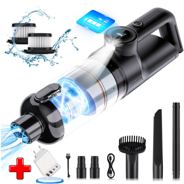 Беспроводной автомобильный пылесос с аккумулятором, мощность 15000 kPa (для дома и автомобиля) + подарок.