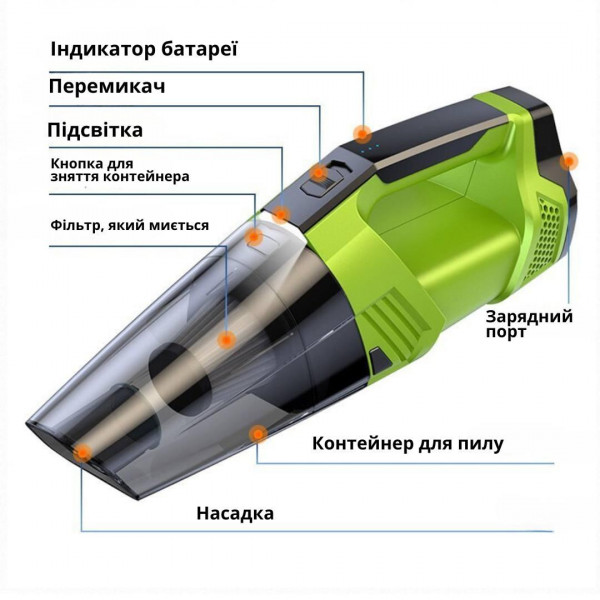 Пылесос аккумуляторный LT-114 ручной вертикальный, беспроводной для дома Автомобильный пылесос Автопылесос