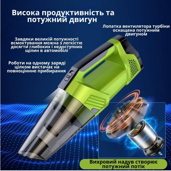 Пылесос аккумуляторный LT-114 ручной вертикальный, беспроводной для дома Автомобильный пылесос Автопылесос