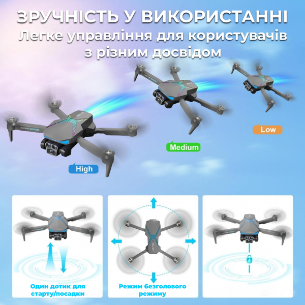 Радиоуправляемый квадрокоптер Летающий Мини-дрон AE7 с камерой 4K. до 100 м, полет до 20 минут + кейс