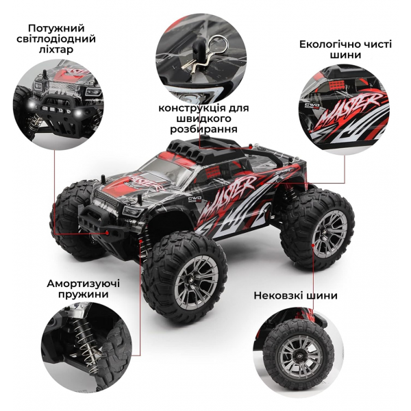 Машинка на радиоуправлении KF 11 1:16 4WD радиоуправляемый автомобиль Монстер трак 40 км/ч 2 аккумулятора