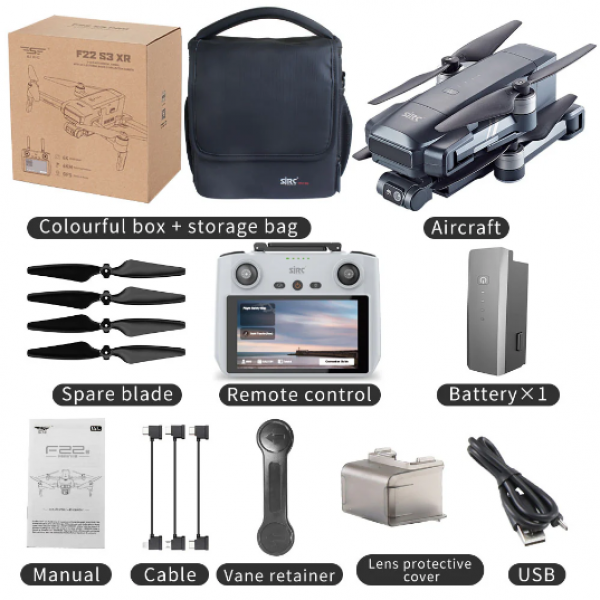 Профессиональный Квадрокоптер SJRC F22 S3 XR дрон с 3-осевым подвесом, 6 км, FCC, HD камера, экран на пульте