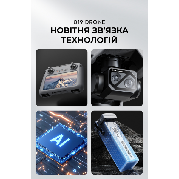 Профессиональный Квадрокоптер XiL019 4K дрон с 3-осевым подвесом, 10 км, 45 мин.  экран на пульте