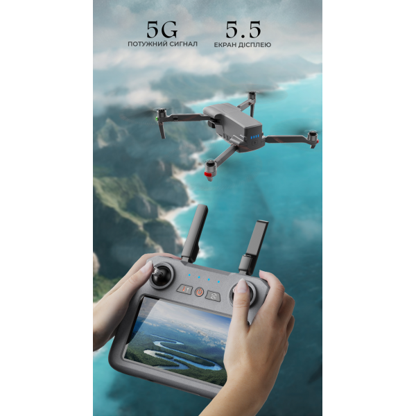 Профессиональный Квадрокоптер XiL019 4K дрон с 3-осевым подвесом, 10 км, 45 мин.  экран на пульте