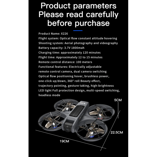 X226 — квадрокоптер с камерой 8K + очки в комплекте