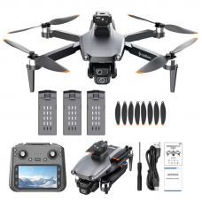 Профессиональный квадрокоптер L600 PRO-1: 4K, дисплей-пульт, дрон 3 аккумулятора, сумка