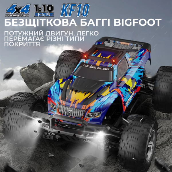 Машинка на радиоуправлении KF10 Brushless 1:10 – бесщеточный 4WD джип до 50 км/ч 4x4 Профессиональная машинка